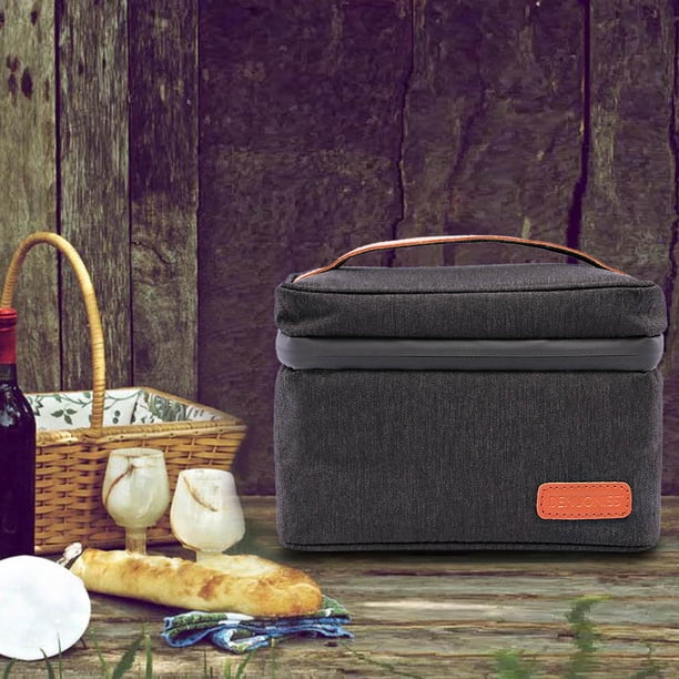 Bolsa de almuerzo aislada Macarena Fiambrera Bolsa de refrigeración reutilizable Negro