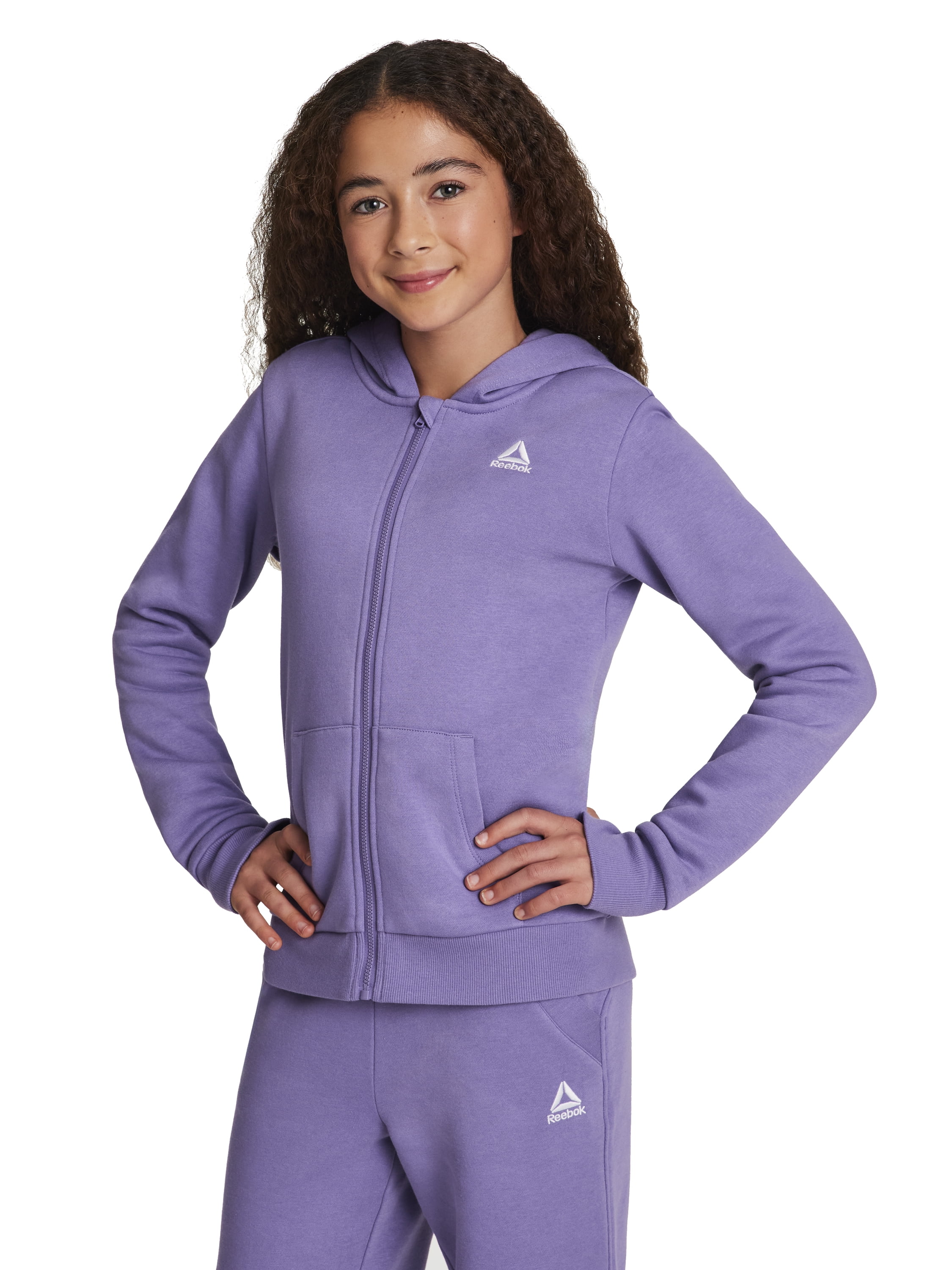 Reebok Girl’s Game Day Fleece Full Zip Hoodie, Sizes 4-18