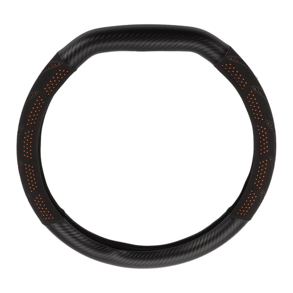 Unique Bargains Steering Wheel Cover Front for Car Vehicle Durable D Shape Turn Fur 1 Pcs Black Orange