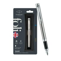 Parker Folio Stainless Steel Chrome Trim Fountain Pen with 1 Ink Cartridge