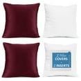 thumbnail image 1 of Nestl Plush 2 Pack Solid Decorative Microfiber Square Throw Pillow Cover with Throw Pillow Insert for Couch, Red, 24" x 24", 1 of 1