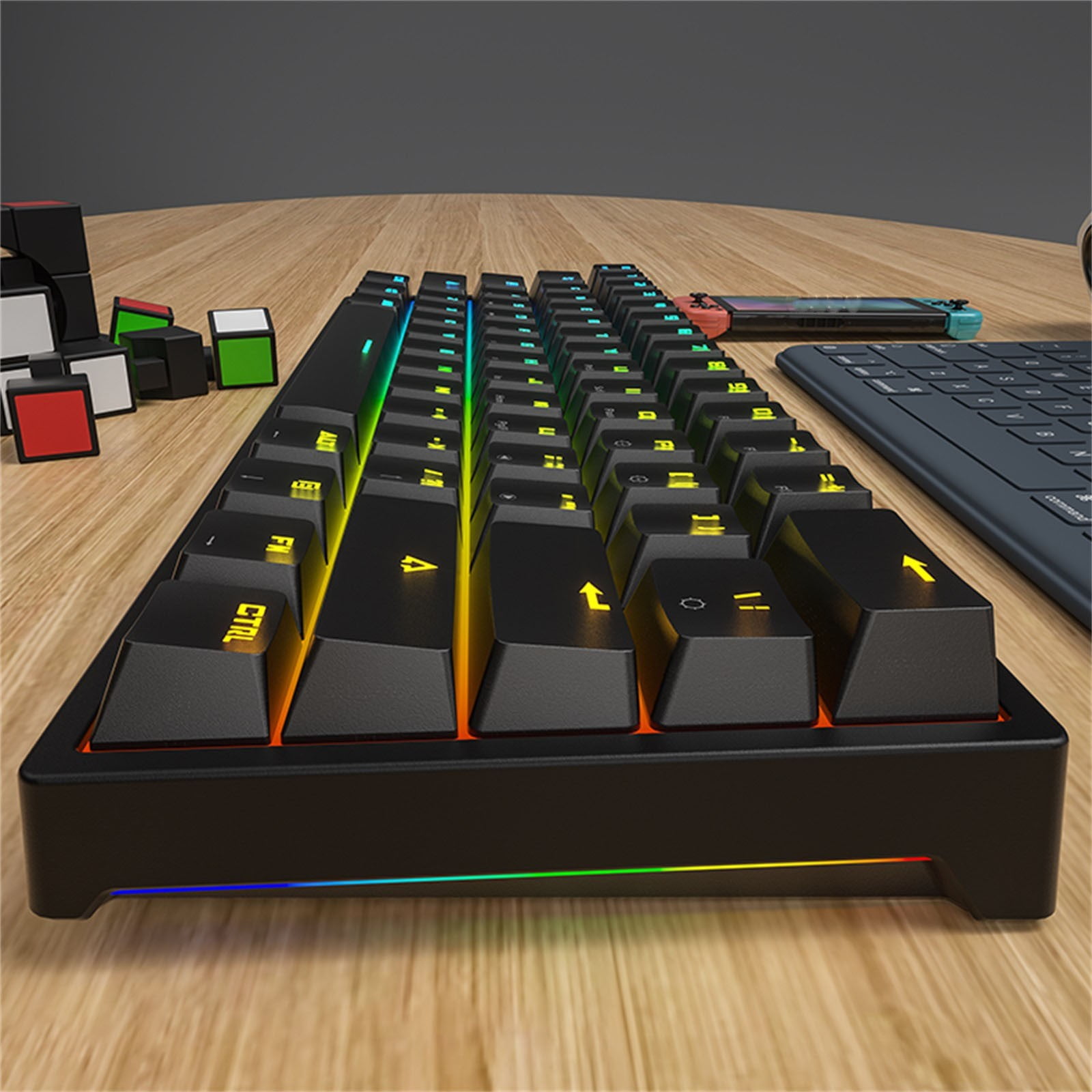 Wired Mechanical Gaming Keyboard RGB Backlight No Ghosting 61 Keys Illuminated USB Wired Keyboard Blue Switches For Gamers
