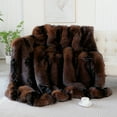 thumbnail image 4 of Soft Fuzzy Faux Fur Throw Blanket - Fluffy Warm Cozy Lightweight Reversible chocolate Fur Plush Sherpa Blanket, 50" x 60", 4 of 5