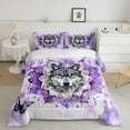 thumbnail image 2 of 3D Wolf King Size Comforter Set Jungle Animal Bedding Set,Boho Mandala Down Comforter Purple Watercolor Bed Set,Oil Painting Aesthetic Quilted Duvet, 2 of 7