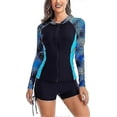 thumbnail image 1 of Women's Rash Guard Uv Protection Upf 50+ Long Sleeve Swimming Shirt Swimming Shirt Zip Swimwear For Women Quick Drying Swimsuit, 1 of 5
