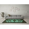 thumbnail image 3 of Ahgly Company Machine Washable Indoor Round Persian Turquoise Blue Traditional Area Rugs, 4' Round, 3 of 4