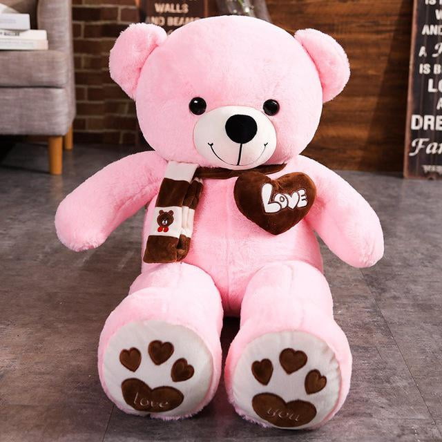 Kangcangshu - Oso de peluche de calidad en 4 colores con bufanda Animales de peluche Juguetes Almohada Bebé Regalo de cumpleaños zhangmengya LED