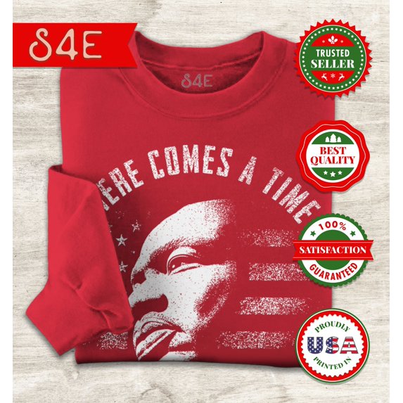 S4E Men's Martin Luther King Jr. Silence is Betrayal Crewneck Sweatshirt Large Red