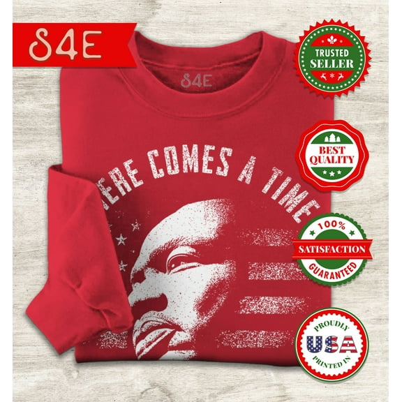 S4E Men's Martin Luther King Jr. Silence is Betrayal Crewneck Sweatshirt Large Red
