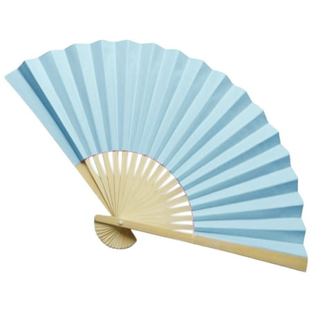 

Yaman Fans Chinese Hand Held Fan Bamboo Paper Folding Fan Party Wedding Decor Home Garden Light Blue