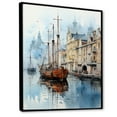 thumbnail image 2 of Designart "Antique Ship From The 1900S At The Harbor I" Port Landscape Floater Framed Canvas Art Print, 2 of 5