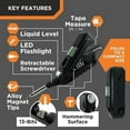 thumbnail image 3 of Kelvin Tools - Kelvin 17 Urban Screwdriver Set, All in One Everyday Multitool Screwdriver, Multi-Tip, Compact & Universal Precision, 13 Bit Set with Tape Measure, Liquid Level, Hammer and Flashlight, 3 of 7