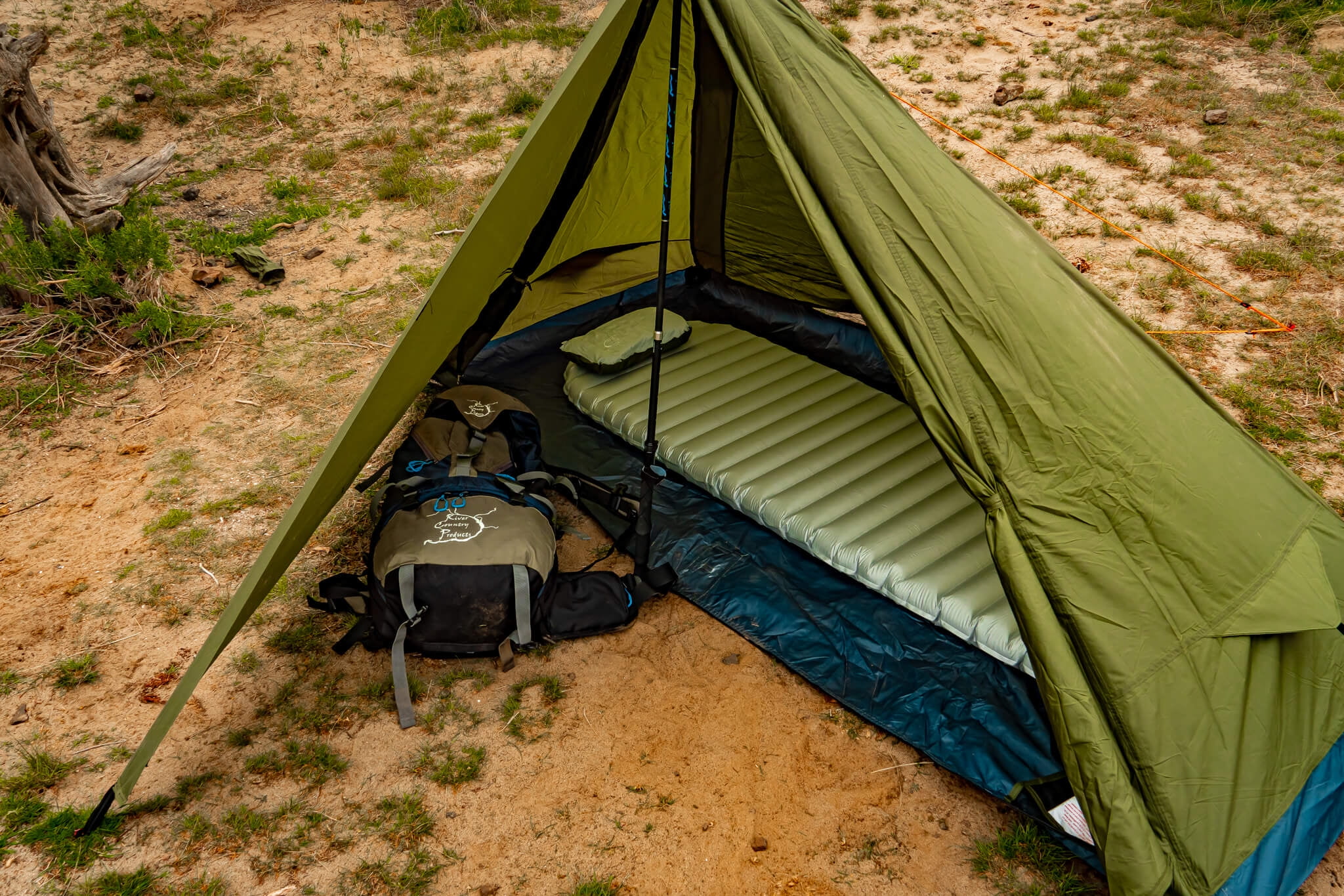 River Country Products One Person Trekking Pole Tent, Ultralight Backpacking Tent - Green