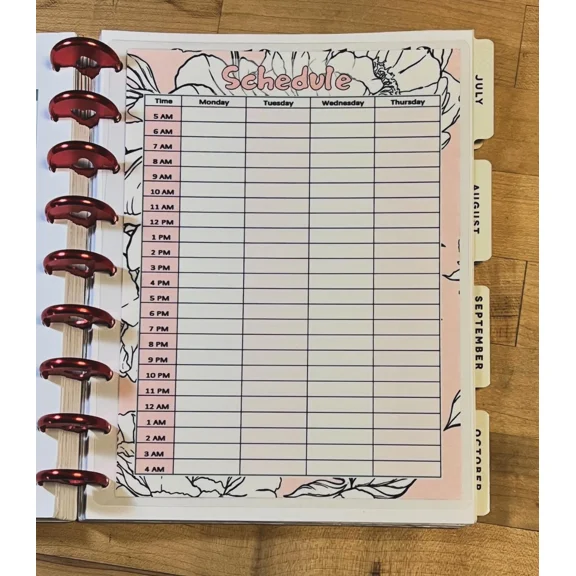 Schedule / Daily / Hourly Dashboard Insert 4 Use With Classic Happy Planner~