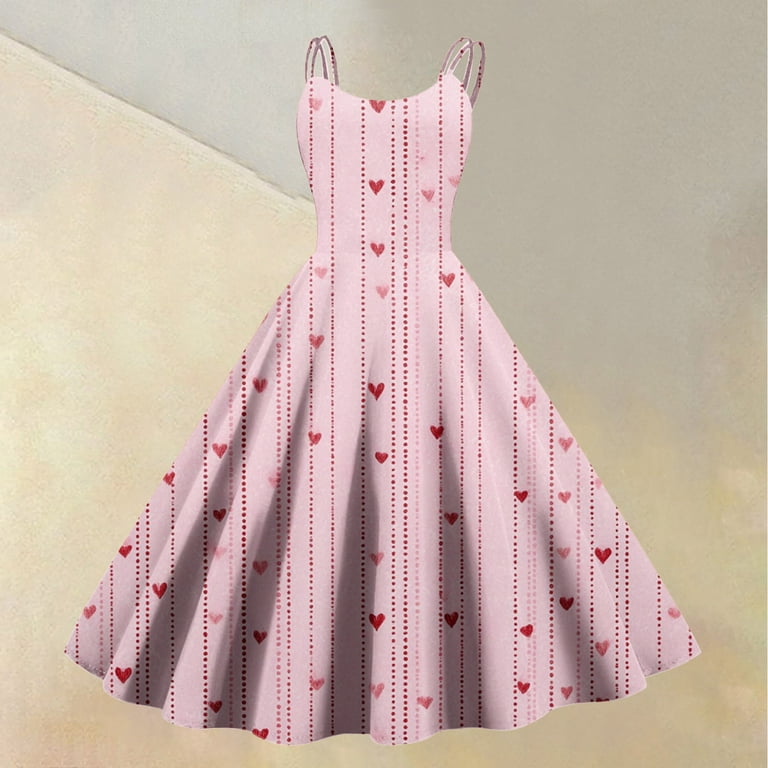 Yifymode Valentines Dresses for Women Heart Printed Mini Dress Fit and Flare Sleeveless Wedding Guest Dresses Red 2XL, Women's Yifymode Valentines Dresses for Women Heart Printed Mini Dress Fit and Flare Sleeveless Wedding Guest Dresses Red 2XL, Women's