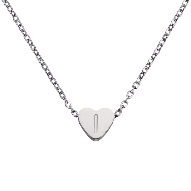 Collar Inicial de Corazón Uxcell para Mujeres, Cadena de Acero Inoxidable Baño de Oro de 18K, Collar Personalizado con Letra I para Regalos de Joyería para Mujeres, Tono Plateado