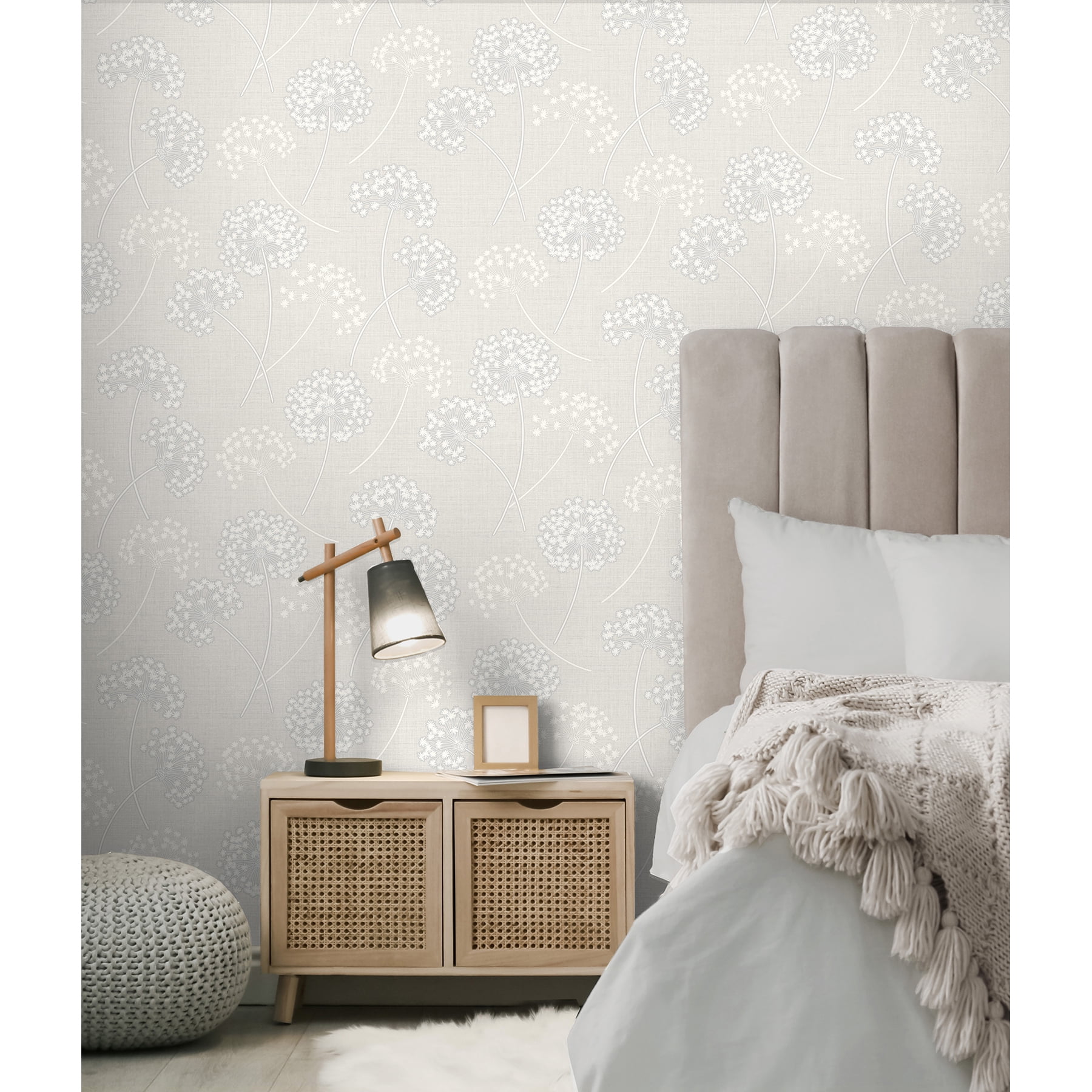 Fine Decor Grace Dove Floral Wallpaper, 20.5-in by 33-ft