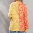 thumbnail image 2 of SWSMCLT Women's Long Sleeve Chunky Sweater V Neck Casual Cozy Baggy Knit Cardigan Sweater Cheetah Color Block Button Up Yellow Small, 2 of 4