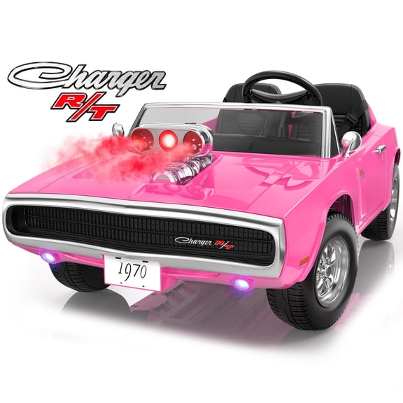 24V Dodge Charger 1970 2 Seater Ride On Car, Battery Powered Ride On Toys w/4-Wheel Suspension, Parent Remote Control, Engine Spray, LED Lights, Bluetooth, MP3, 24V Ride On for Ages 3