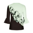 thumbnail image 5 of Jacenvly Womens Tops 3/4 Sleeve Misses Fold Printed Regular Misses V Neck Button Tops Summer and Fall Blouse, 5 of 5