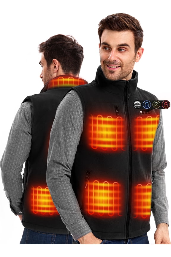 Men's Fleece Heated Vest with 7.4V Battery Size Adjustable Heating Cloth