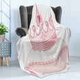 thumbnail image 4 of Queen Soft Flannel Fleece Throw Blanket, Cartoon Style Pink Princess Crown on Pillow Fairy Tail Fantasy Girlish Fashion, Cozy Plush for Indoor and Outdoor Use, 50" x 60", Pale Pink, by Ambesonne, 4 of 5