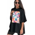 thumbnail image 3 of Plus Size Shirt for Women Black Tops for Women Short Sleeves Shirt for Women Geometric Pictures 1 T Shirt Crewneck Shirt for Women XS, 3 of 5