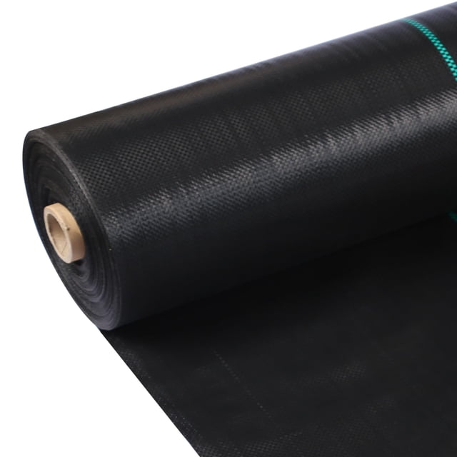 Woven Polypropylene Weed Barrier Fabric with Guide Lines, Heavy Duty Landscape Ground Cover Mat for Garden Driveway Pathway, Breathable Permeable Weed Control Cloth for Greenhouse Flower Bed