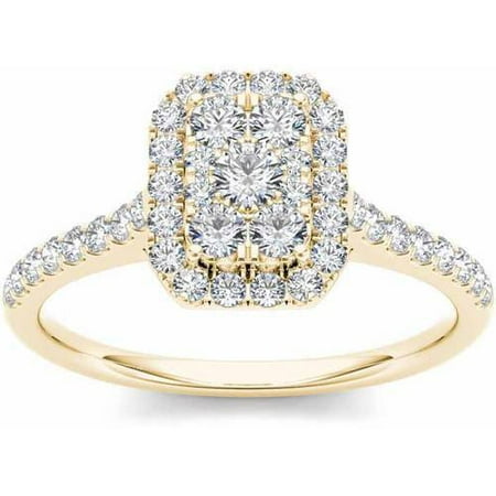Imperial 3/4 Carat T.W. Diamond Cluster Emerald-Shape Halo 10kt Yellow Gold Engagement Ring