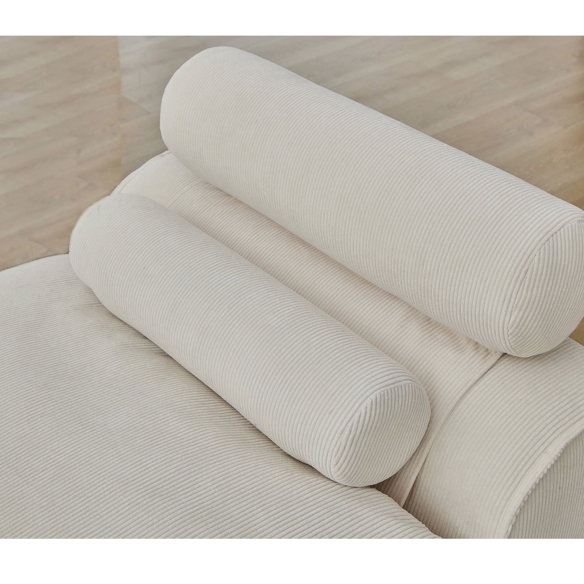 MOONMISS 2-Seat Modular Corduroy Sofa Neck Lumbar Pillows DIY No Armrests for Apartment,Beige