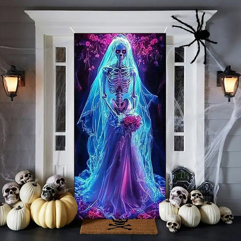 Chanana Halloween Decorations Door Cover,Large Scary Corpse Bride