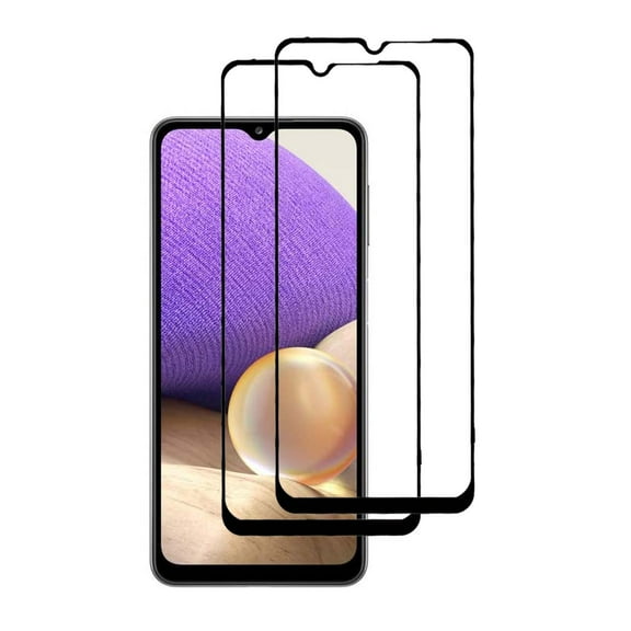 [2 Pack] Black Tempered Glass Screen Protector Frontier Protective Protector Clear Cover for Samsung Galaxy A32
