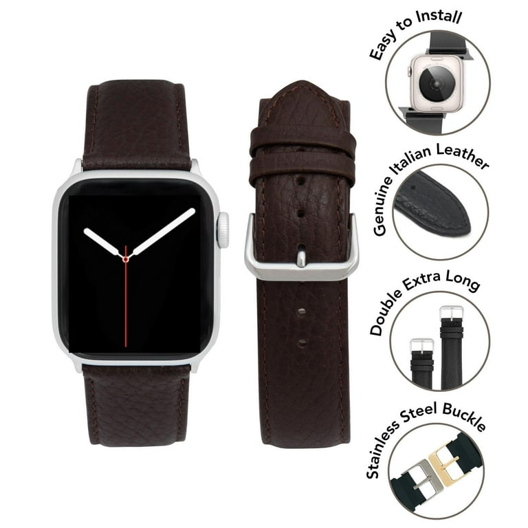 Bandini Double Extra Long 2 XL Band for Apple Watch Leather Band 38mm 41mm 40mm for Women Men Large Wrist Buffalo Style for iWatch Band Series 9 8 7