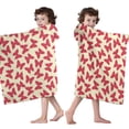 thumbnail image 4 of Red Butterfly Red Silhouette Pattern Hooded Bath Towel，50"x30" for Ages 3 To 12 Kids, Quick Dry Lightweight Soft Microfiber Hood Beach Towel Cover Up for Kids, 4 of 7