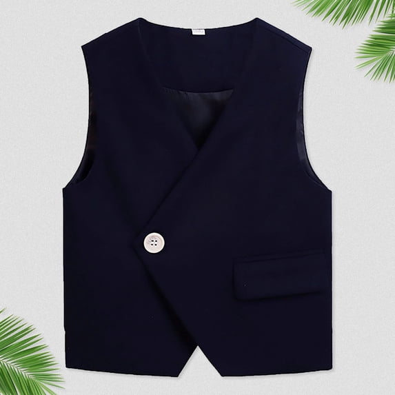 Boys Formal Suit Vest Kids 3 Button Adjustable Back Strap Toddler Vests