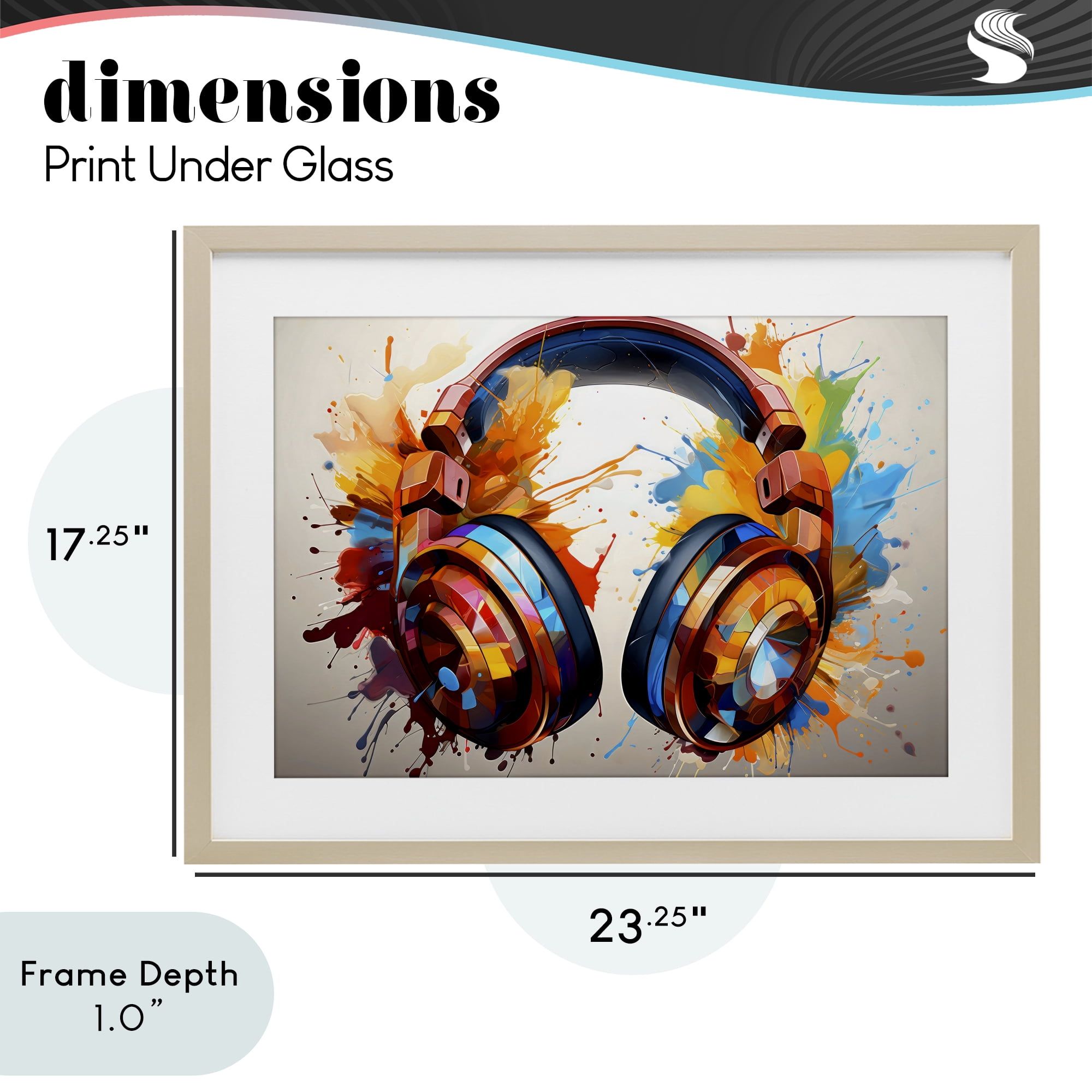 Stupell Industries Music In Color Splatter Birch Framed Print Under Glass, design by Creative Studio