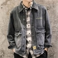 thumbnail image 2 of Chaqueta vaquera de talla grande para hombre, nueva, elástica, de una pieza, holgada, de bajo coste, estética Y2k, precio barato, elegante abrigo vaquero para hombre, 2 of 5