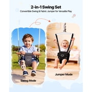 VEVOR Toddler Swing and Jumper, 2 in 1 Swing Set and Bouncer, Soft Cushion with Foldable A-Frame Metal Stand, Heavy-Duty Thick Ropes, Easy to Install and Store, for Indoor or Outdoor Play, Black