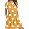 thumbnail image 3 of Sentmoon Robe Bohème pour Femmes avec Poches à Manches Courtes Col Ras du Cou Robe de Cocktail Grande Taille2026 Été Coupe Régulière Extensible Vacances Robes pour Femmes Grande Taille Jaune P, 3 of 7