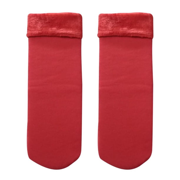 Calcetines de terciopelo cálidos y afelpados, unisex, gruesos y cómodos para la nieve. rojo