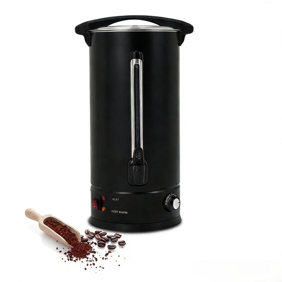 Garvee Large Capacity Commercial Coffee Urn – 16L Double-Wall Stainless Steel Percolator with Automatic Temperature Control, Hot Beverage Dispenser for Events, Parties, Catering, Black (16L black)