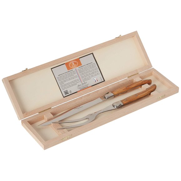 Jean Dubost Olive Wood Carving Set