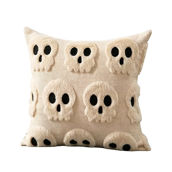 Cream Skull Throw Pillow Cover, for Sofa, Couch, Bed and Living Room Decor