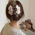 thumbnail image 4 of Eoperou Knitting Flower Decor Strong Claws Tight Hair Claw Elegant Women Non-Slip Frosted Large Hair Clip Styling Tool, 4 of 7