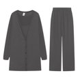 thumbnail image 4 of Riforla Women's Knitted Three Piece Cardigan Trouser Suit Two Piece Sets for Women Grey S, 4 of 4
