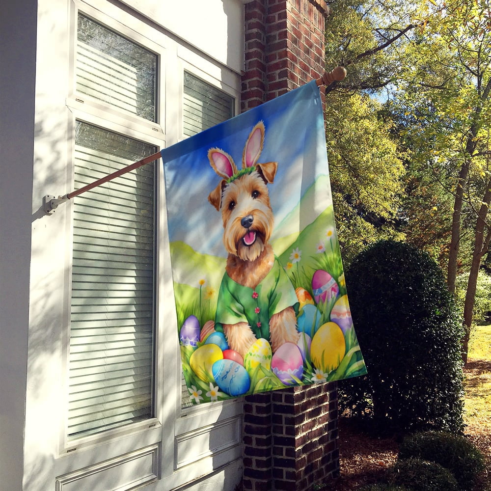 Wheaten Terrier Easter Egg Hunt House Flag 28 in x 40 in