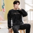 thumbnail image 2 of Conjunto de pijama de franela de manga larga para hombre, ropa de dormir de terciopelo Coral, holgada, coreana, invierno, 2022, 2 of 4