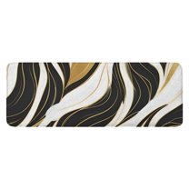 Black White Gold Marble Pattern Kitchen Rug Mat,Kitchen Runner Rugs Non Skid Washable,Decorative Kitchen Floor Mats for Kitchen,Sink,Laundry,17"x47.2"