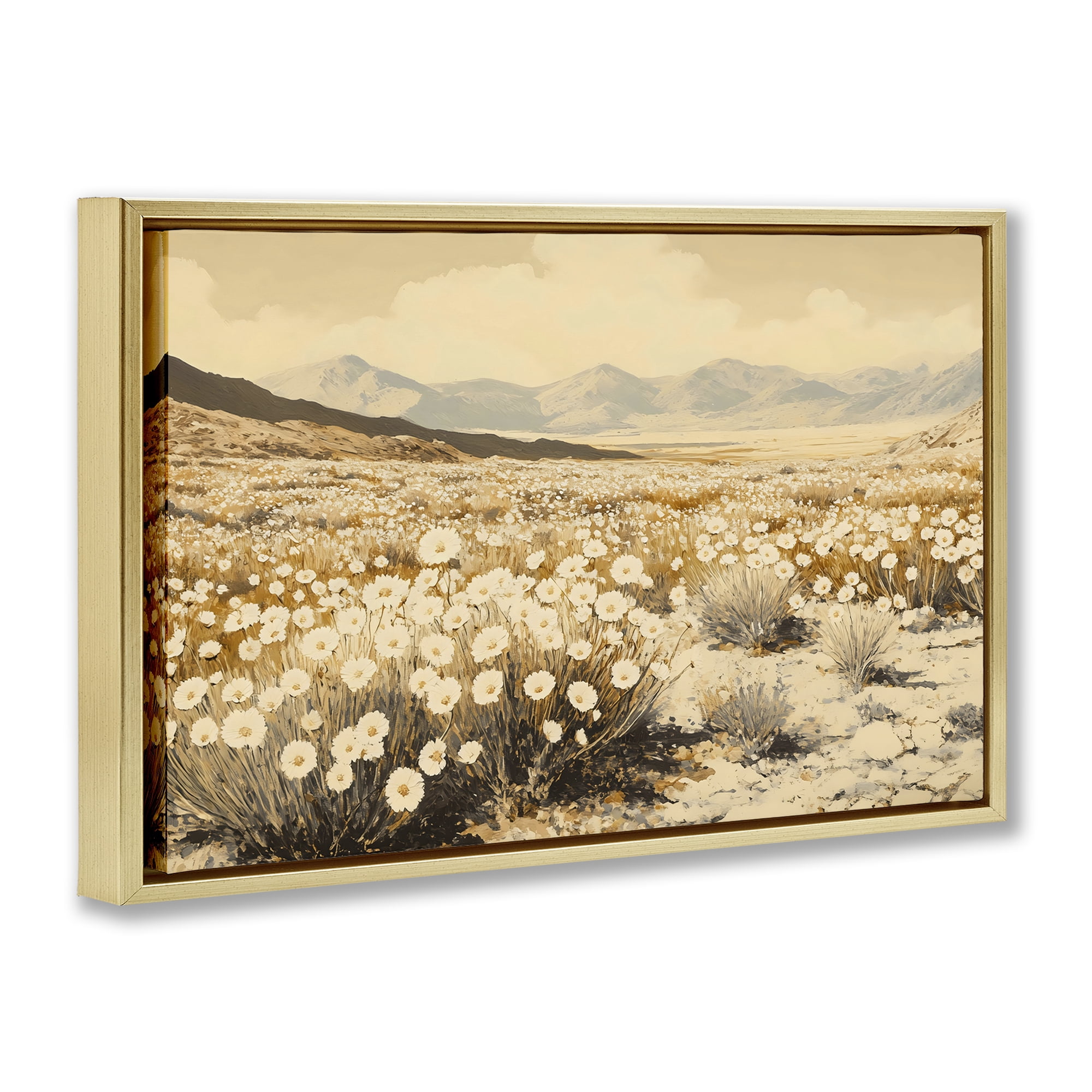 Stupell Industries Desert Wildflowers in Golden Valley Gold Framed Floater Canvas Wall Art, design by Franklyn Gregory