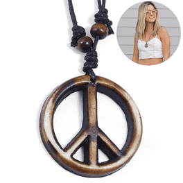 Peace Sign Necklace Wooden Costume Accessories Female Peace Sign Necklace Wooden Costume Accessories Female